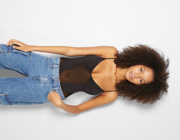 Bershka Bandjes Tulle Bodysuit Dames Zwart | EAnchRLt4Qz