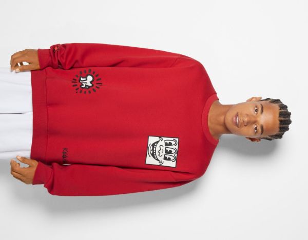 Bershka Crew Neck With Keith Haring Print Sweatshirts Heren Donkerrood | 96Y145v5qWH