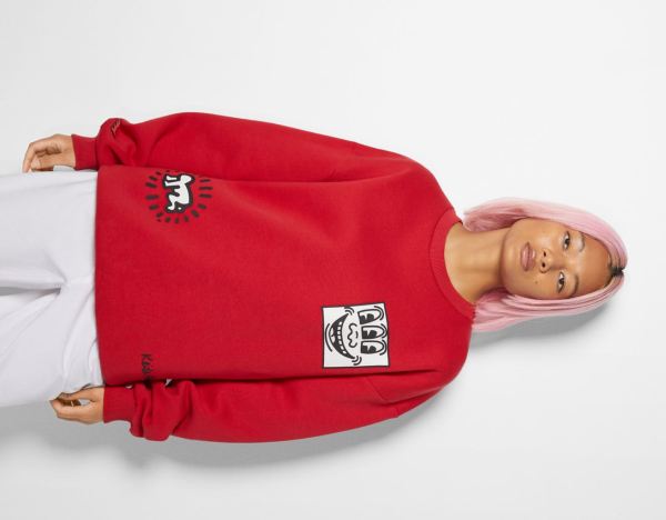 Bershka Crew Neck With Keith Haring Print Sweatshirts Dames Donkerrood | yOhYTW6k38q