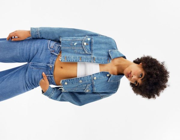 Bershka Cropped Denim Jassen Dames Lichtblauw | 0Yltdoy4HEY