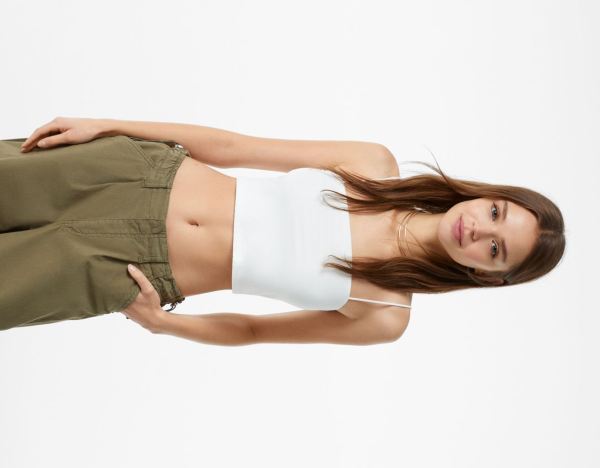 Bershka Cropped Tank Topjes Dames Wit | mp5W5yE6IVl