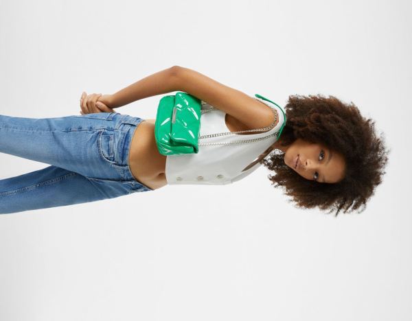 Bershka Faux Leren Gewatteerd Vinyl Tassen Dames Groen | EAxQJNuZXqa