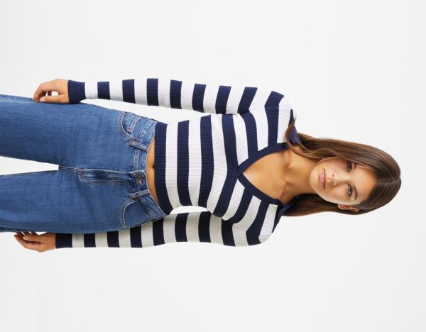 Bershka Geribbeld Knit Top With Stripes And Polo Collar Gebreide Kleding Dames Room | tiEFr7HoTe5