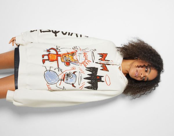 Bershka Jean-michel Basquiat Print Hoodie Dames Wit | IiQw2rBa6mN