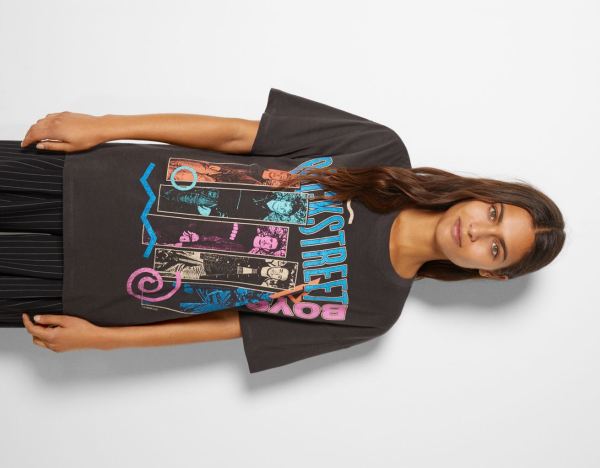 Bershka Kort Sleeve With Backstreet Boys Print T-shirts Dames Grijs | DqcXhbe2sI6