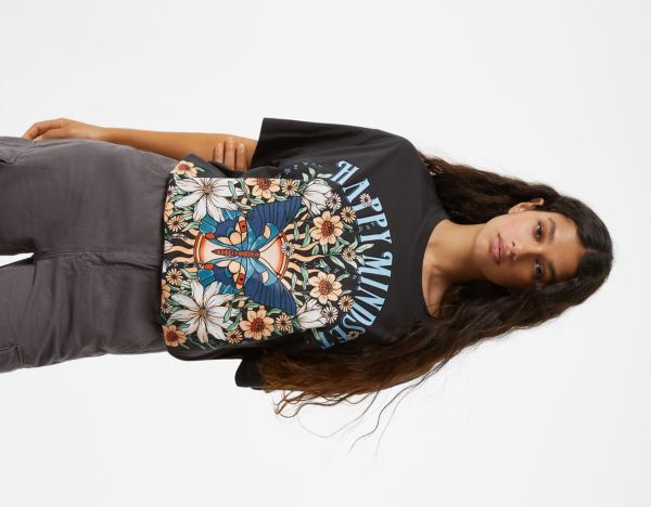 Bershka Kort Sleeve With Print T-shirts Dames Zwart | L8tLEL3hRsB