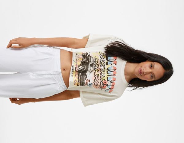 Bershka Kort Sleeve With Print T-shirts Dames Wit | jwm7zY70sXW