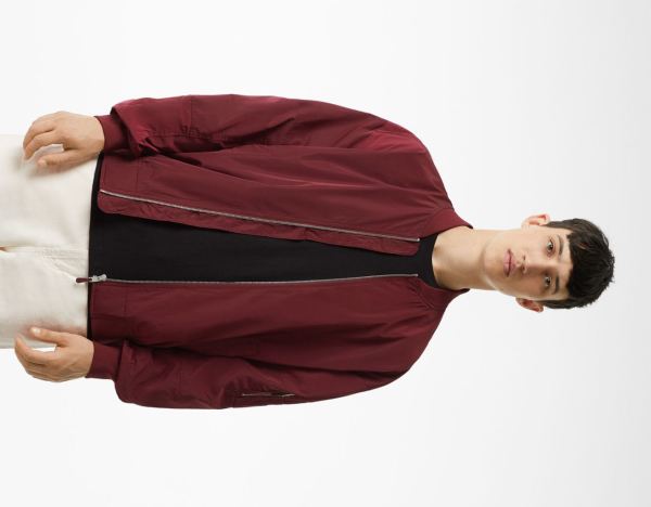 Bershka Lichtgewicht Nylon-effect Bomber Jassen Heren Donkerrood | jy3eLRpuMgo