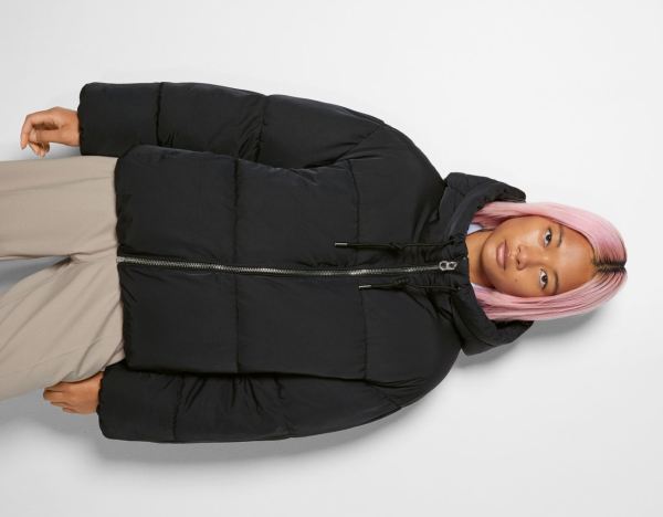 Bershka Oversize Met Capuchon Puffer Jassen Dames Zwart | bxPpPMmEgFT