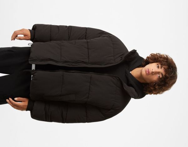 Bershka Oversize Puffer Donzen Jassen Heren Zwart | gdg5MxjIIXw