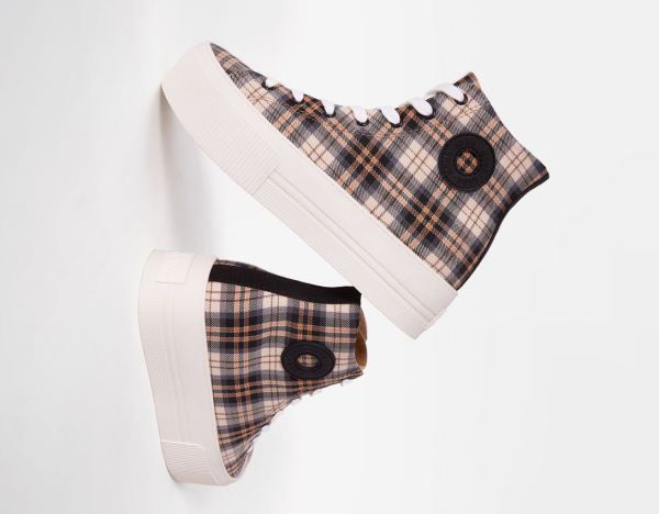 Bershka Plaid Platform High-top Sneakers Dames Gekleurd | 6D80lw4dtVH