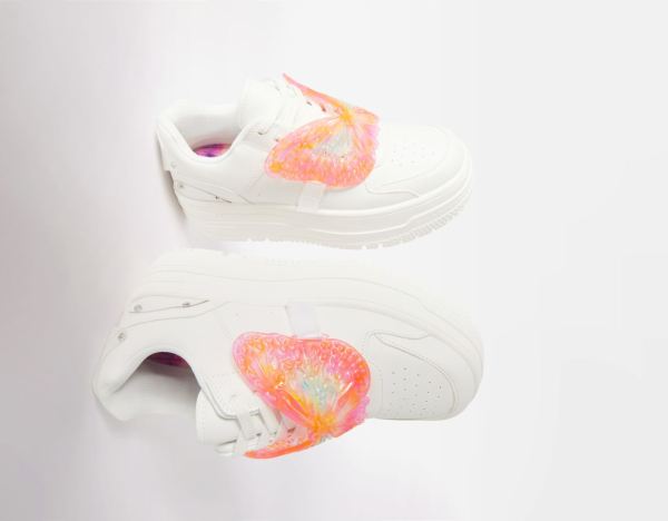 Bershka Platform With Butterfly Detail Sneakers Dames Wit | yDdveMnenut