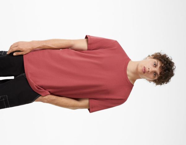 Bershka Regular-fit Kort Sleeve T-shirts Heren Donkerrood | UMPWBHsnICh