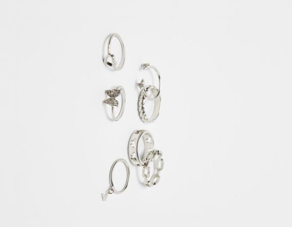 Bershka Set Of 7 Butterfly Rings Sieraden Dames Zilver | ZyJJiTiEsOq