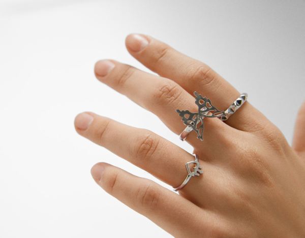 Bershka Set Of 8 Butterfly Rings Sieraden Dames Zilver | 5LryweEPXBt