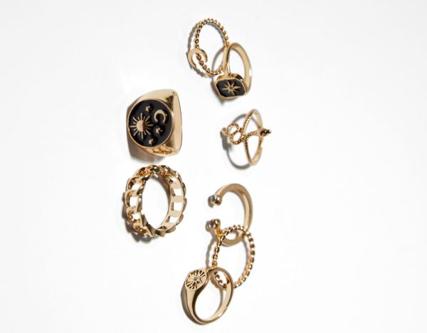 Bershka Set Of 8 Snake Rings Sieraden Dames Goud | IjNjOoJtXAK