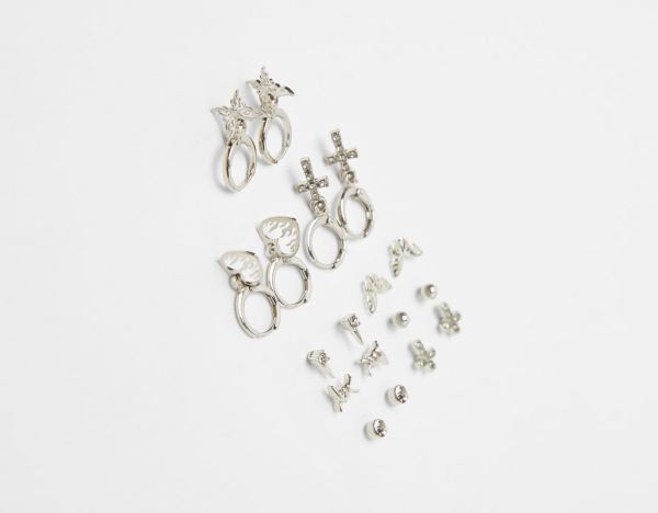 Bershka Set Of 9 Pairs Of Butterfly Earrings Sieraden Dames Zilver | 5RkShoNVscm