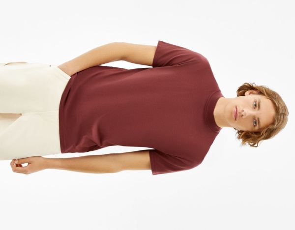 Bershka Slim-fit Kort Sleeve Mock Neck T-shirts Heren Donkerrood | cHZsfamxUnO