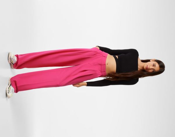 Bershka Tailored Pants Pakken Dames Fuchsie | REWEXMZUTV5