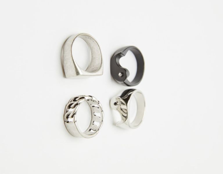 Bershka 3-pack Of Signet Rings Sieraden Heren Zilver | KFNfepIqvZD