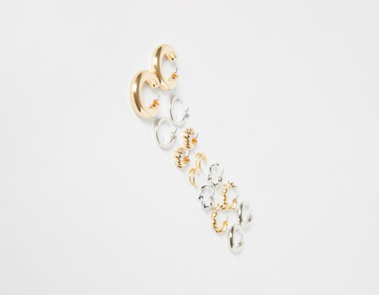 Bershka 7-pack Of Hoop Earrings Sieraden Dames Goud | WFWn9HuNCqC