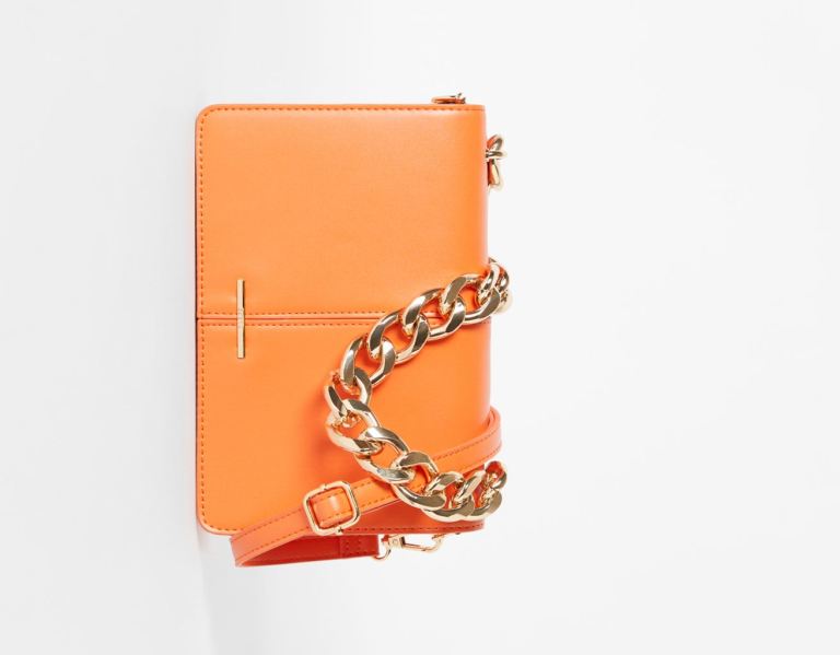 Bershka Accordion Clutch With Chain Tassen Dames Oranje | wDJ7cdbQiOT