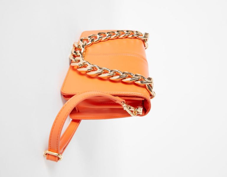 Bershka Accordion Clutch With Chain Tassen Dames Oranje | wDJ7cdbQiOT