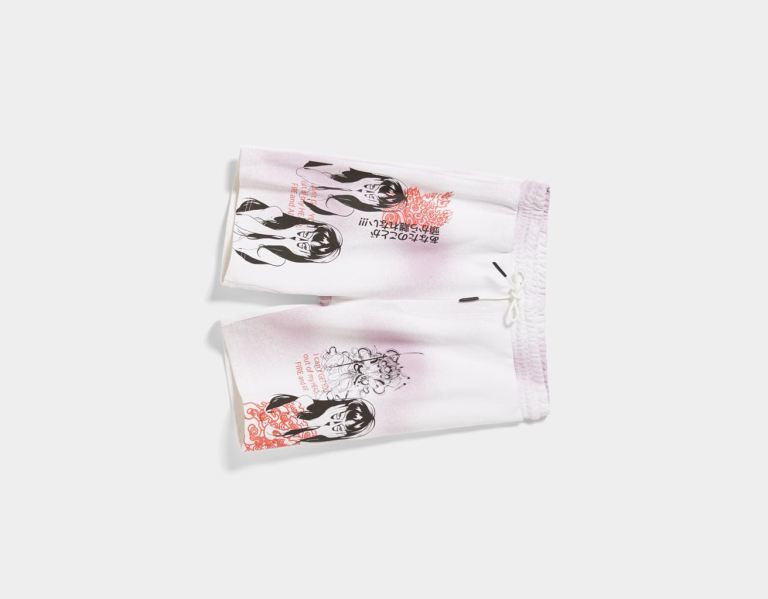 Bershka Anime Print Bermuda Korte Broek Heren Wit | pg3AX0aQkfM