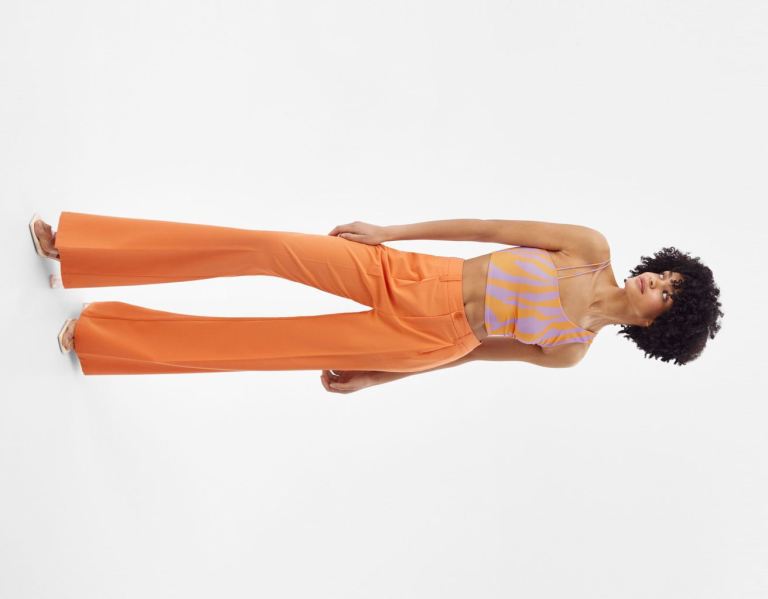 Bershka Asymmetric With Two Straps Topjes Dames Oranje | kKl1ZnWDJhz