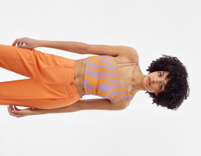 Bershka Asymmetric With Two Straps Topjes Dames Oranje | kKl1ZnWDJhz