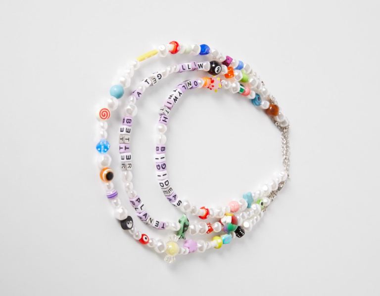 Bershka Beaded Necklace With Slogan Sieraden Heren Zwart | yA9q1NDCNro