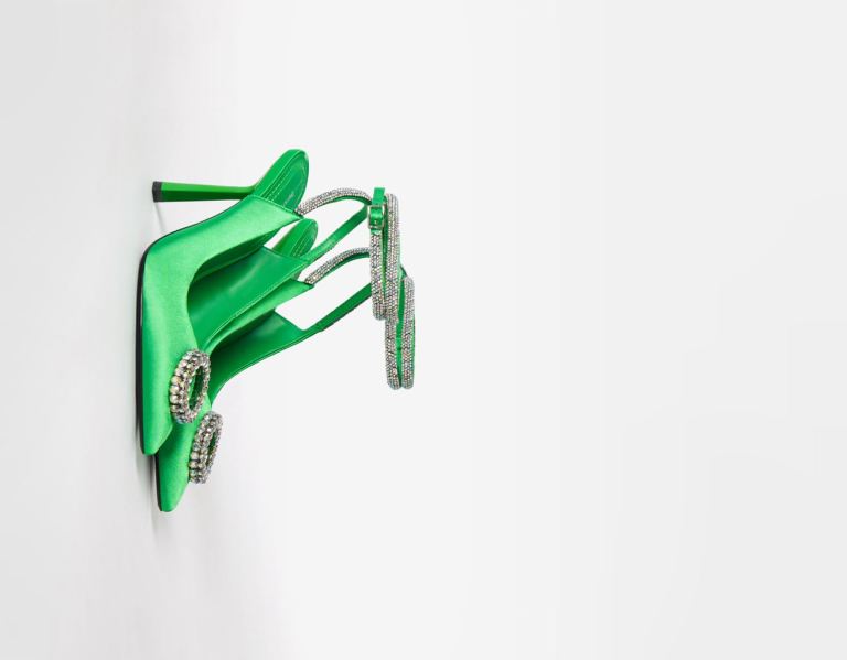 Bershka Bejeweled High-heel Slingback Hakken Schoenen Dames Groen | bOhN792JqBr