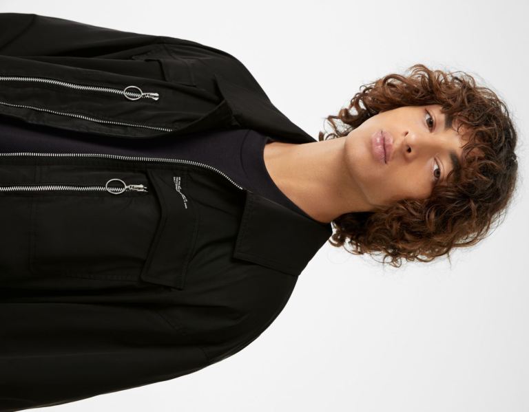 Bershka Bomber With Zippers Jassen Heren Zwart | nEPhNjUZLOg