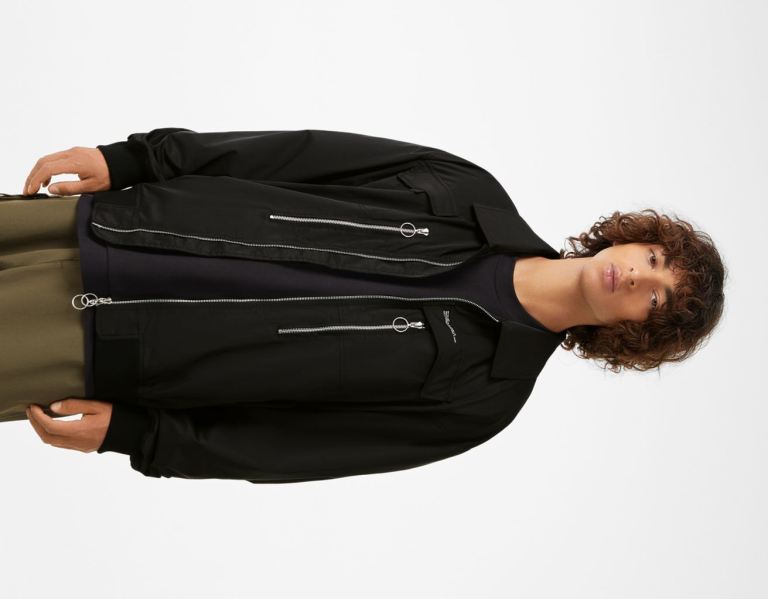 Bershka Bomber With Zippers Jassen Heren Zwart | nEPhNjUZLOg