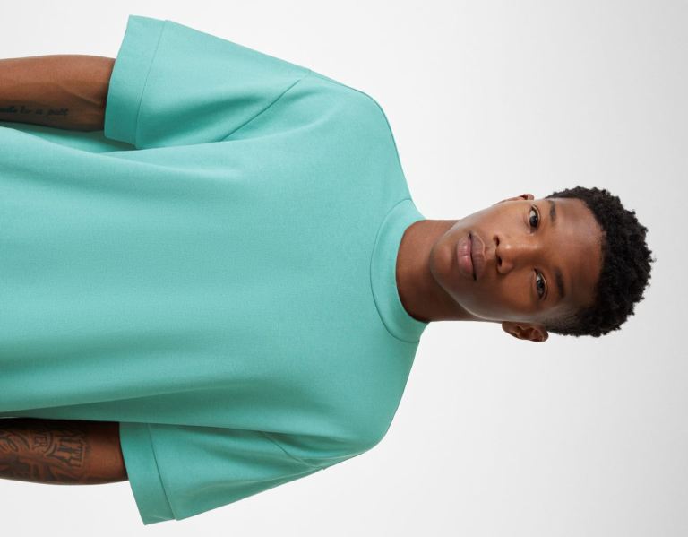 Bershka Boxy-fit Kort Sleeve T-shirts Heren Groen | oIuODF4to3v