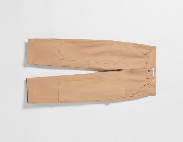 Bershka Brede-leg Canvas Carpenter Broek Heren Bruin | 7WKGzvGXVRu