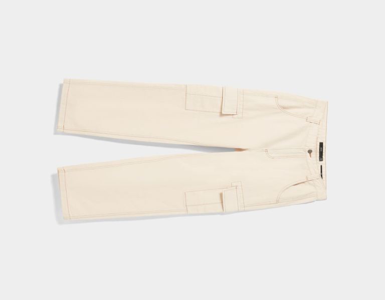 Bershka Brede-leg Cargo With Contrasting Stitching Broek Heren Room | N0WTGBQsVlM