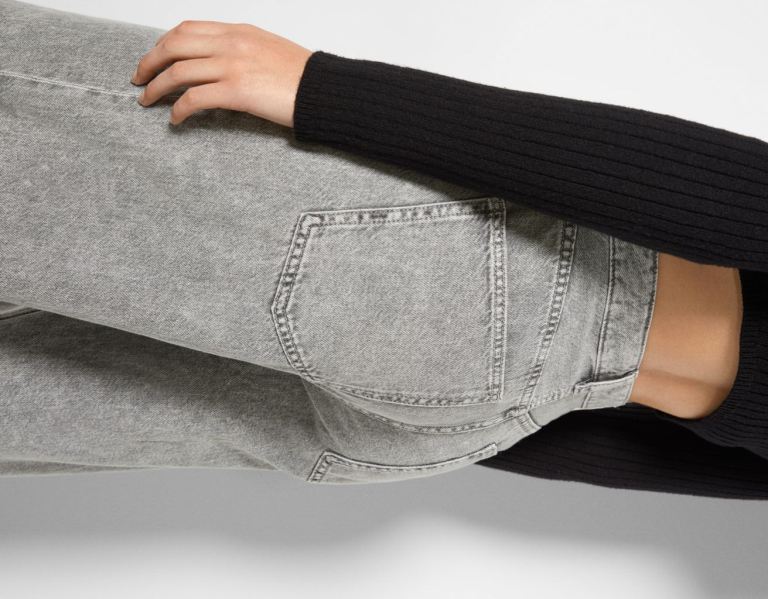 Bershka Brede-leg Jeans Dames Grijs | gEaYLGFpY1W