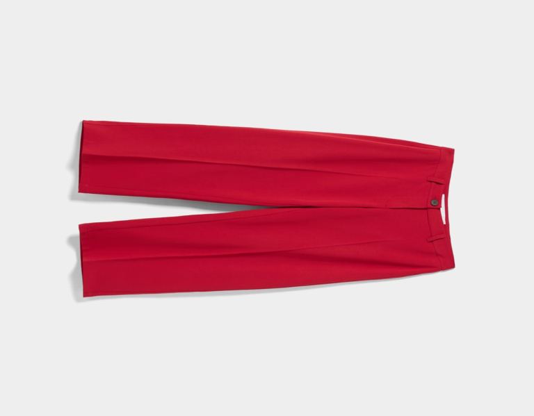 Bershka Brede-leg Pants With Belt Loops Pakken Dames Rood | LNdpSxooieo