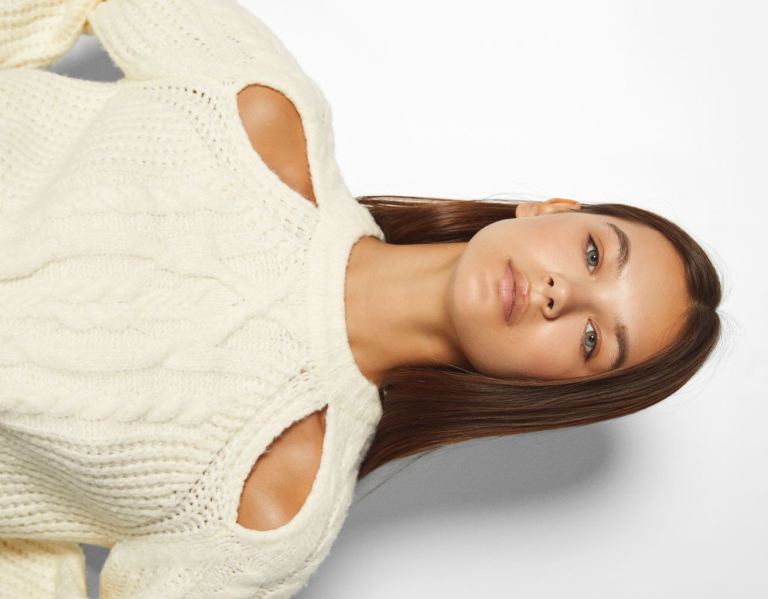 Bershka Cable-knit Cut Out Trui Gebreide Kleding Dames Room | RVbuHMH3KQM