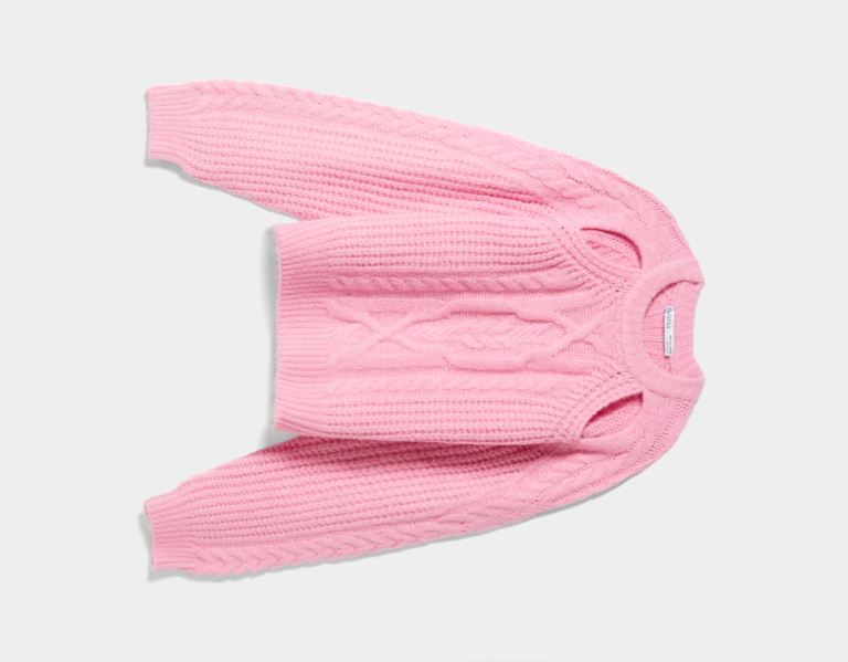 Bershka Cable-knit Cut Out Trui Gebreide Kleding Dames Roze | aJxeoLiKgQv