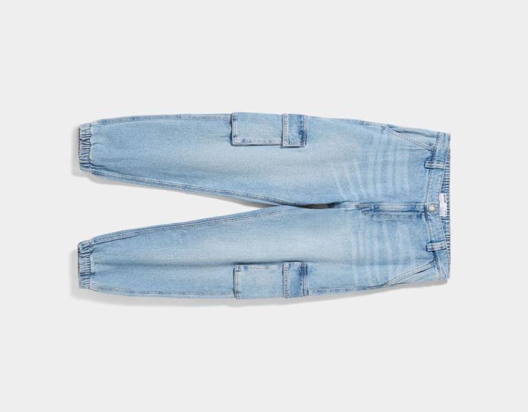 Bershka Cargo Jeans Heren Lichtblauw | jqPj9RDdftS