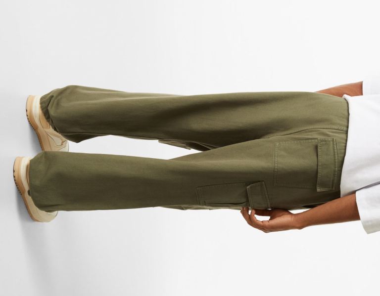 Bershka Cargo Parachute Jeans Broek Heren Khaki | 86Lpxkf1WVc