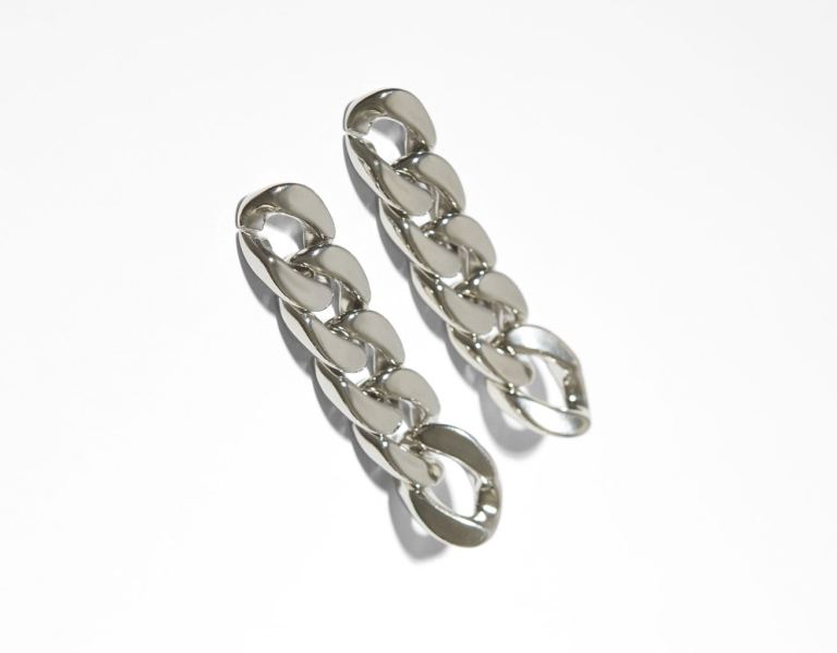 Bershka Chain Earrings Sieraden Dames Zilver | BbtLfTFyca8