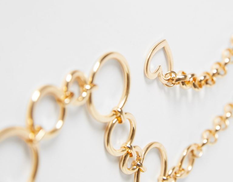 Bershka Chain With Rings Riemen Dames Goud | 5ijgEj1Pq3U