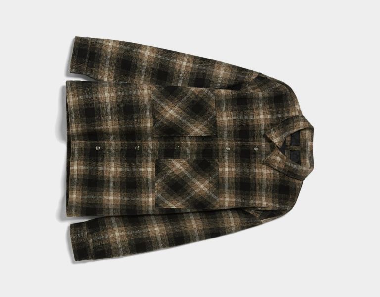 Bershka Check Print Gewatteerd Overshirt Bovenkleding Heren Bruin | CBXWXziyxJB