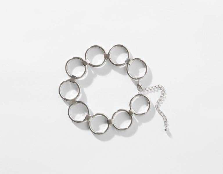 Bershka Choker Necklace With Circles Sieraden Dames Zilver | S2QCZhz63xl