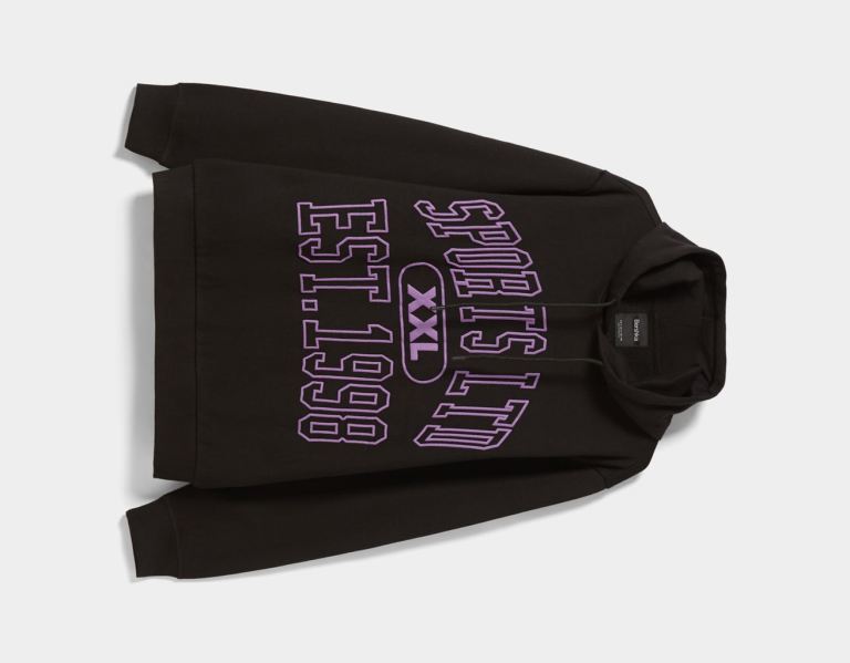 Bershka College Print Hoodie Heren Zwart | CiVDtAl2Cna