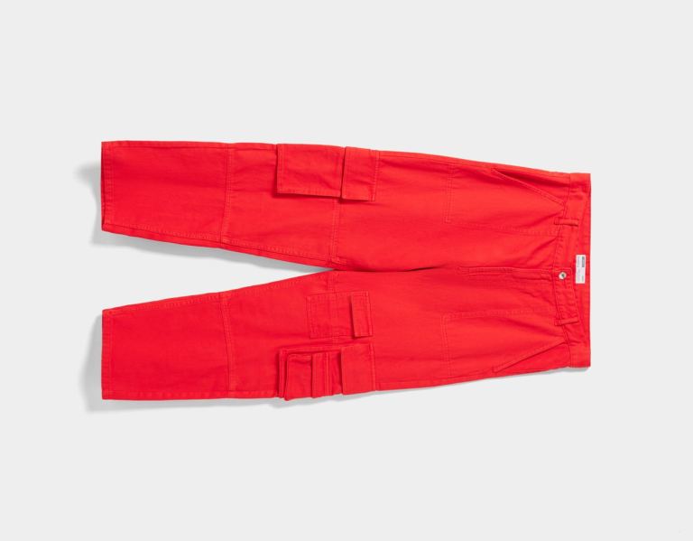 Bershka Colored Cargo Jeans Heren Rood | dEnSHAzucQ7