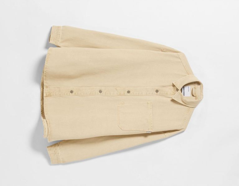 Bershka Colored Denim Overshirts Heren Beige | Vf3fUJ2Mv9g